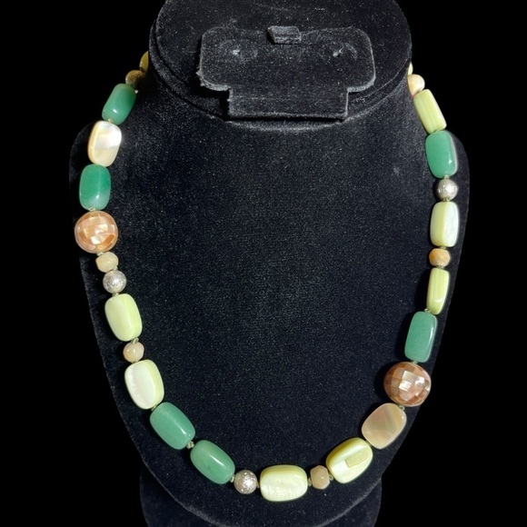 Vintage Sigrid Olsen MOP And Natural Stone Necklace Signed 18” - Picture 1 of 8